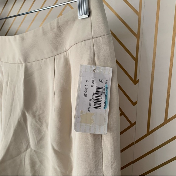 Giorgio Armani NWT 100% silk cream wide leg pants size 40 - Picture 8 of 14